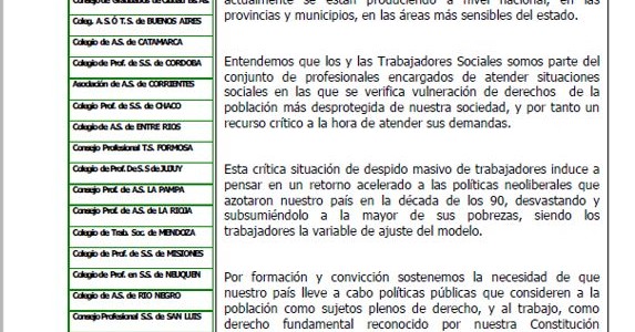 Pronunciamiento de FAAPSS ante los recientes despidos de colegas