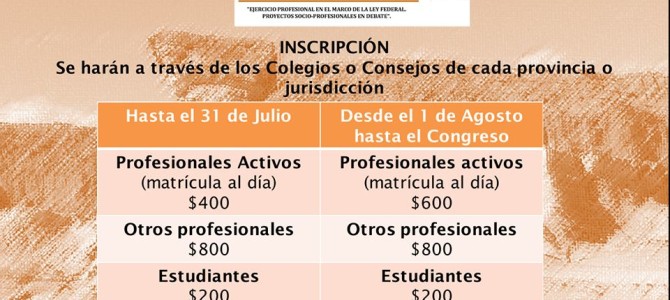 Ficha de Inscripción al Congreso Nacional de TS – San Juan 2016