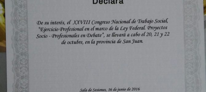 Declaración de interés del Congreso Nacional de Trabajo Social