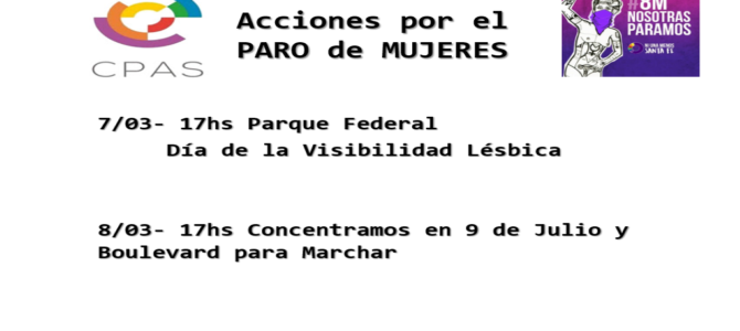 El CPAS convoca a participar en la marcha del 8M