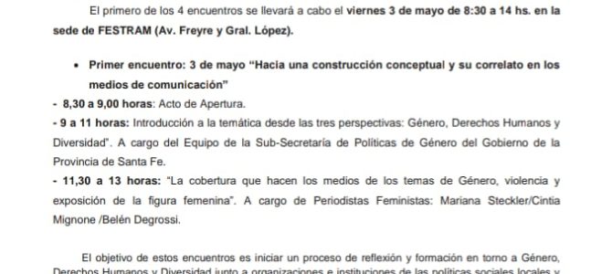 Comunicado de Prensa: Jornadas de Capacitación sobre Género