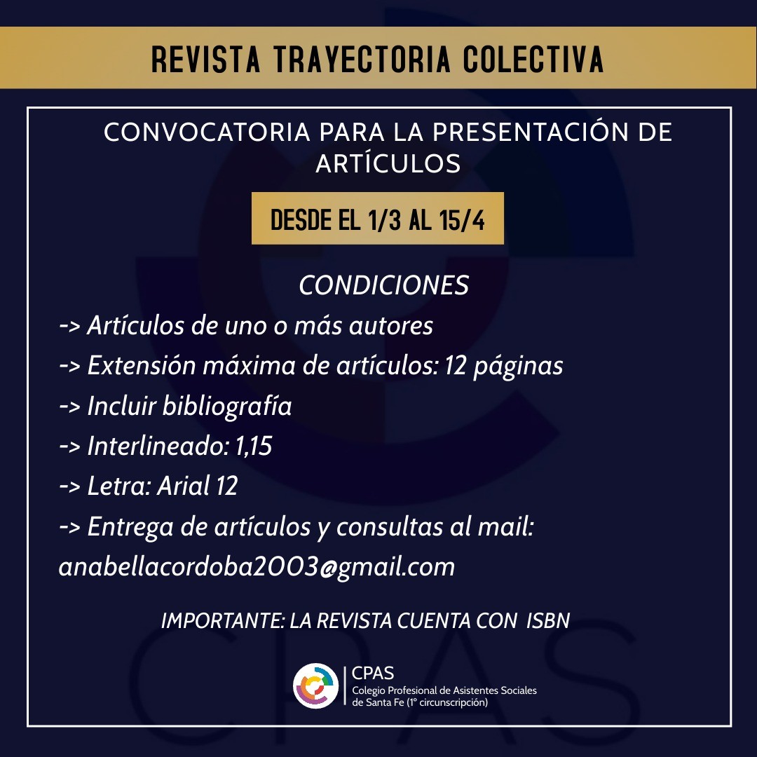 Revista Trayectoria Colectiva: convocatoria para presentar artículos