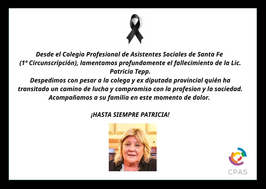 Condolencias por el fallecimiento de la colega Patricia Tepp